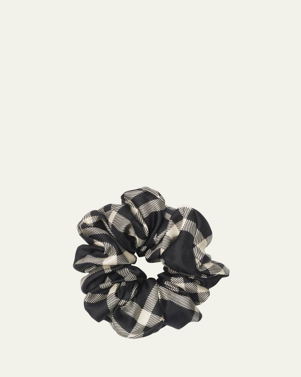 Check-Print Silk Scrunchie